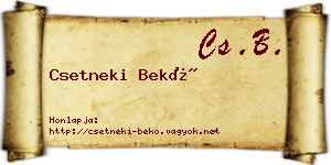 Csetneki Bekő névjegykártya